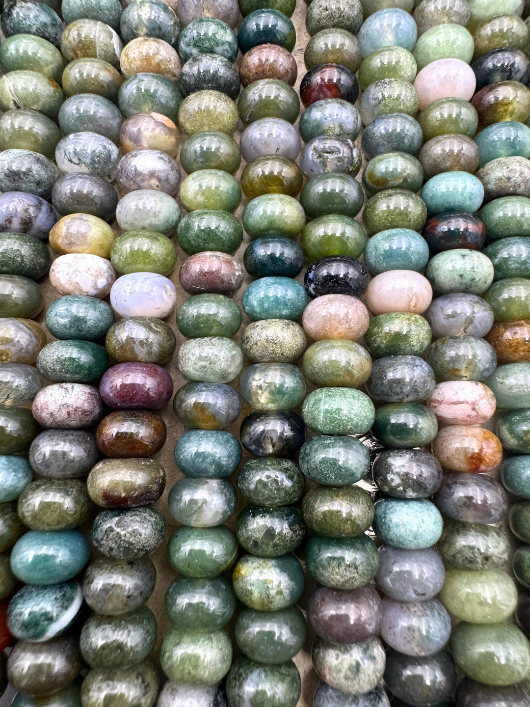 Blood Agate (India) 8x6mm Rondelle Bead Strand 15 Inch