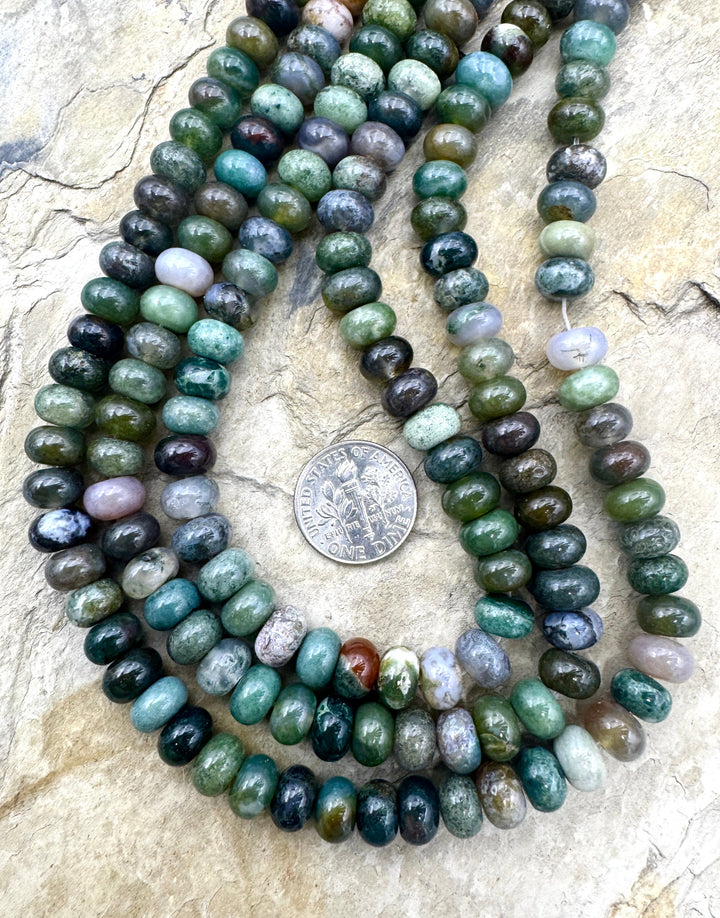 Blood Agate (India) 8x6mm Rondelle Bead Strand 15 Inch