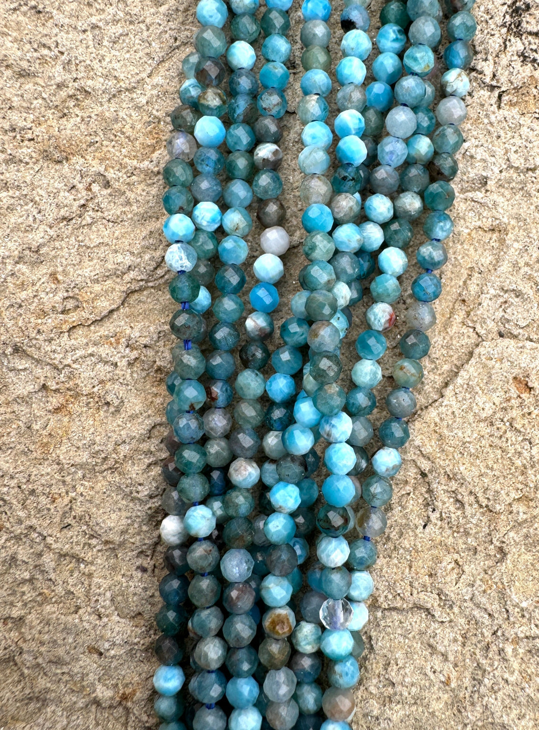 Blue Apatite Micro - Faceted 2mm Round Beads (16 inch