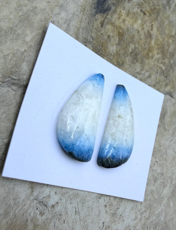 Blue Glacierite Cabochon Pair 10x22mm - Glacierite