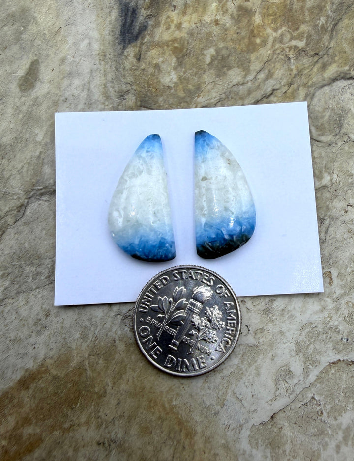 Blue Glacierite Cabochon Pair 10x22mm - Glacierite