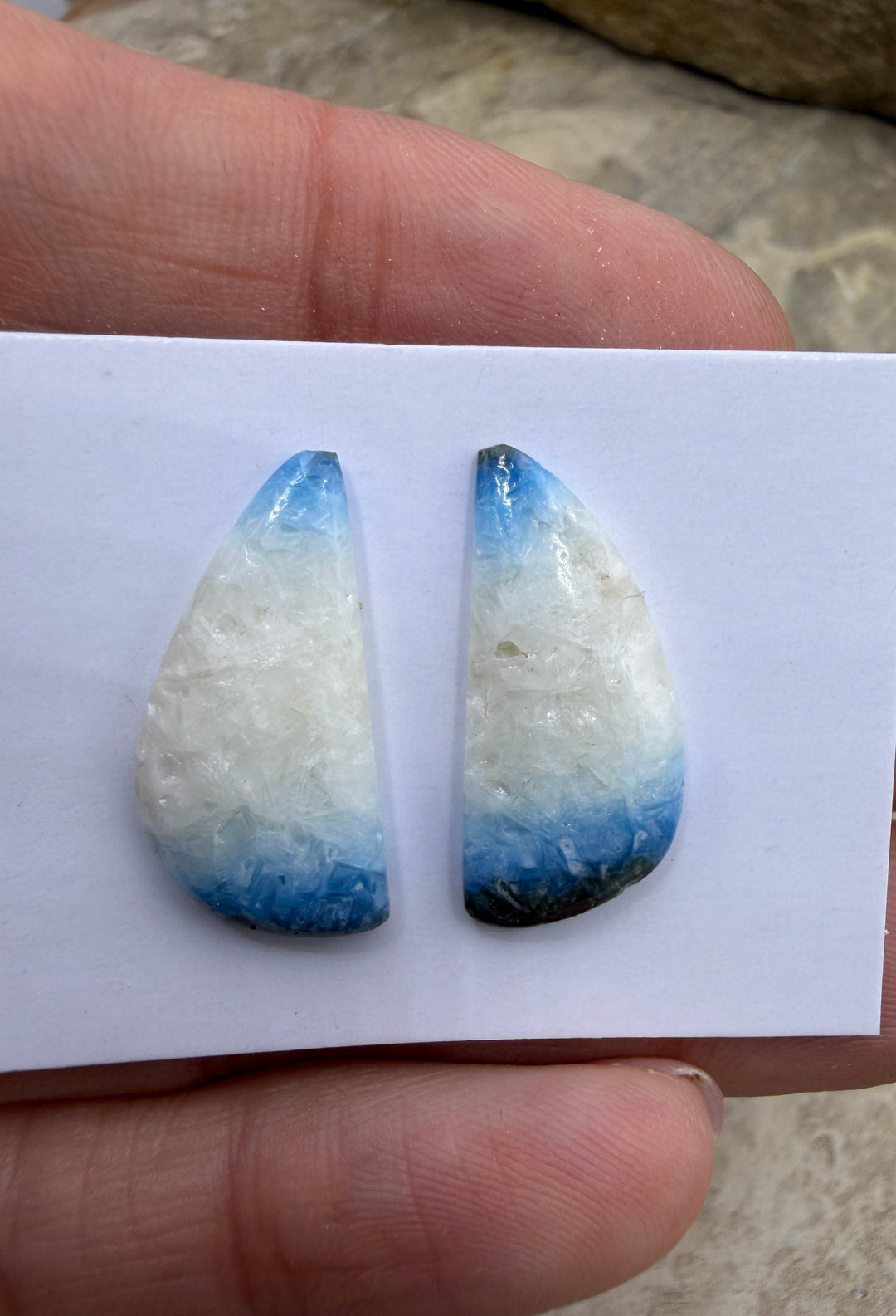 Blue Glacierite Cabochon Pair 10x22mm - Glacierite
