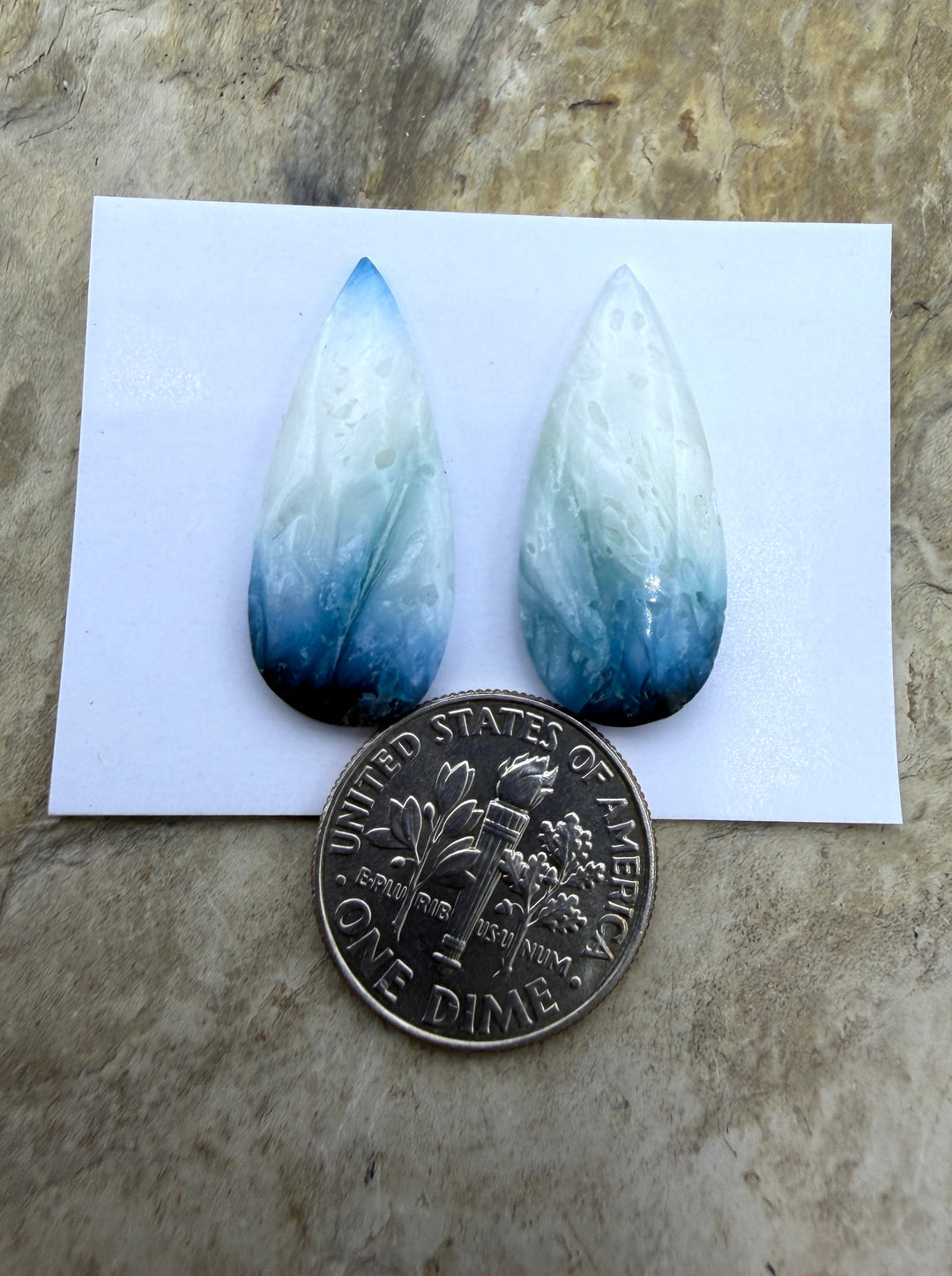 Blue Glacierite Cabochon Pair 11x25mm - Glacierite