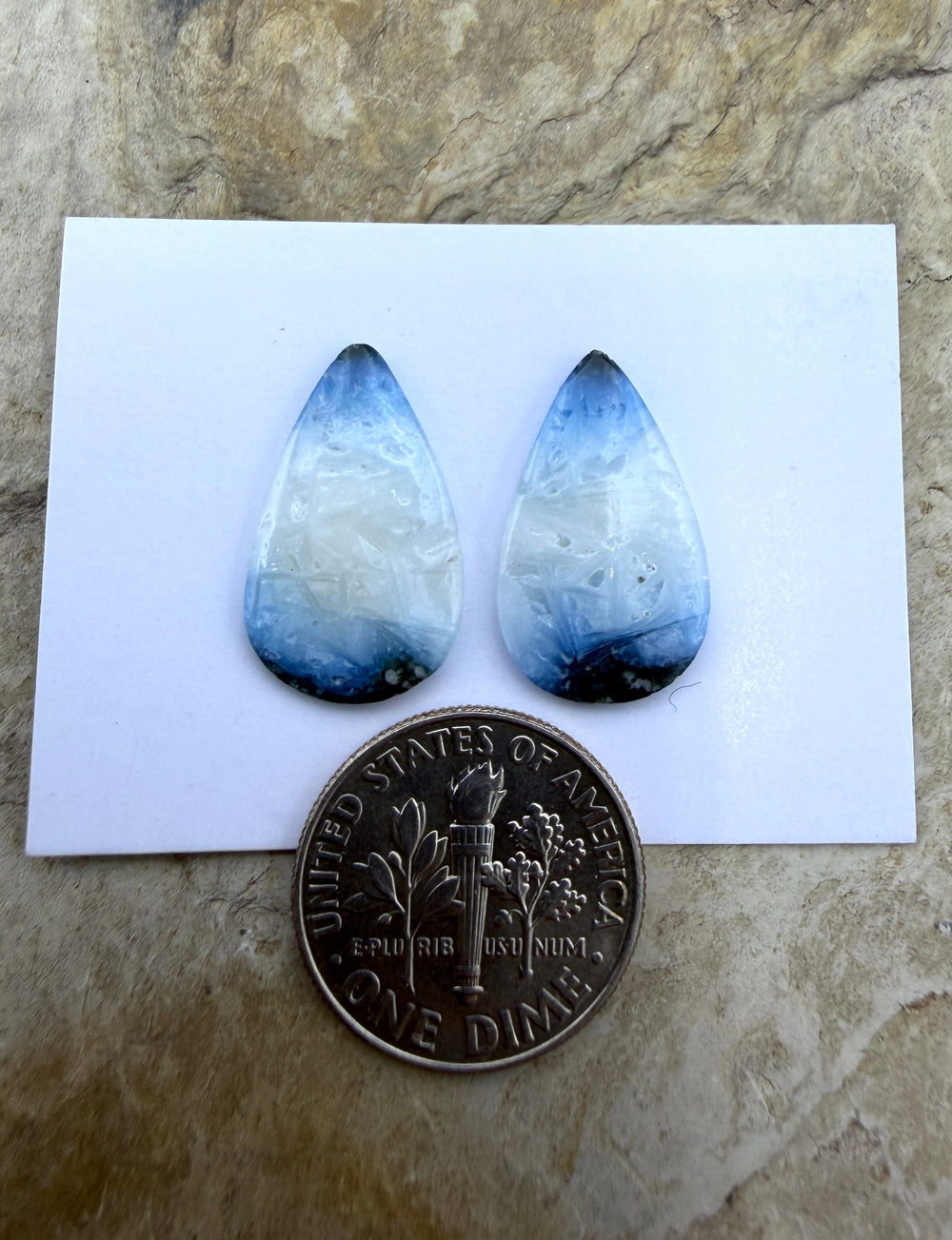 Blue Glacierite Cabochon Pair 12x18mm - Glacierite