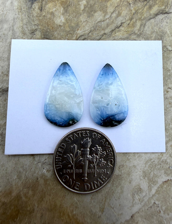 Blue Glacierite Cabochon Pair 12x18mm - Glacierite