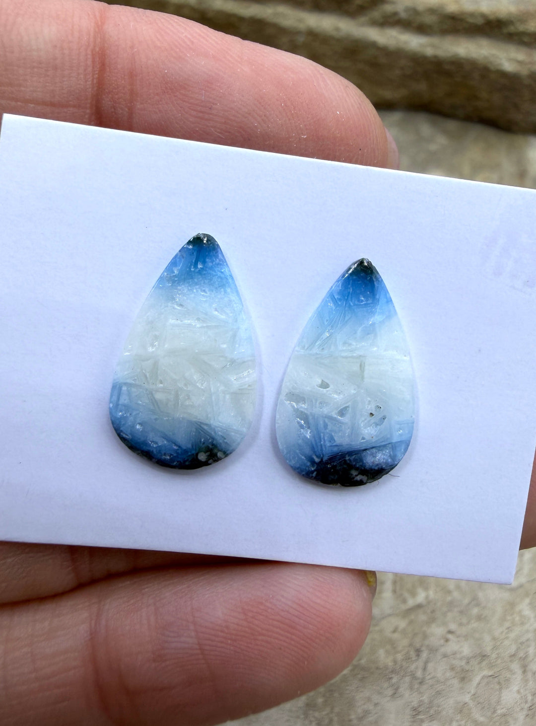Blue Glacierite Cabochon Pair 12x18mm - Glacierite