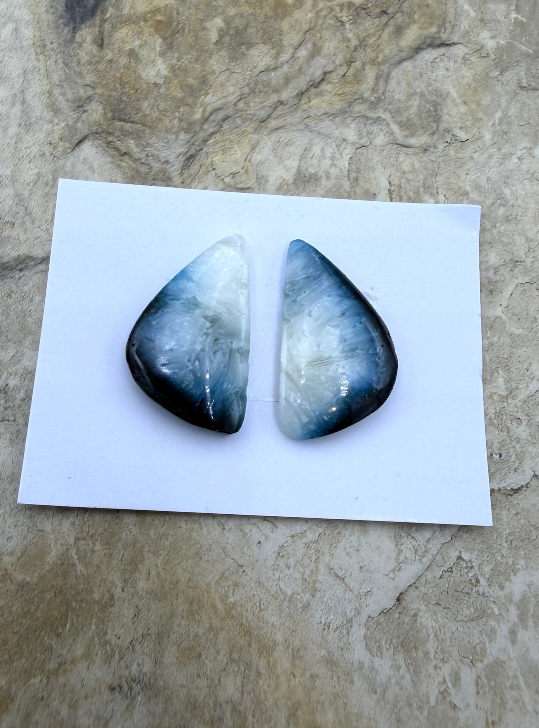 Blue Glacierite Cabochon Pair 12x20mm - Glacierite