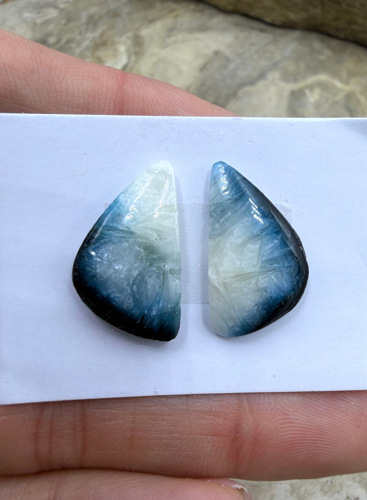 Blue Glacierite Cabochon Pair 12x20mm - Glacierite