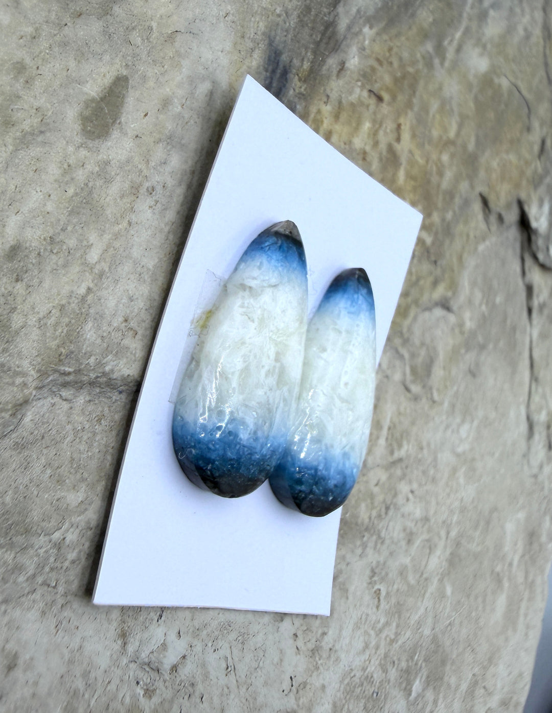 Blue Glacierite Cabochon Pair 13x25mm - Glacierite