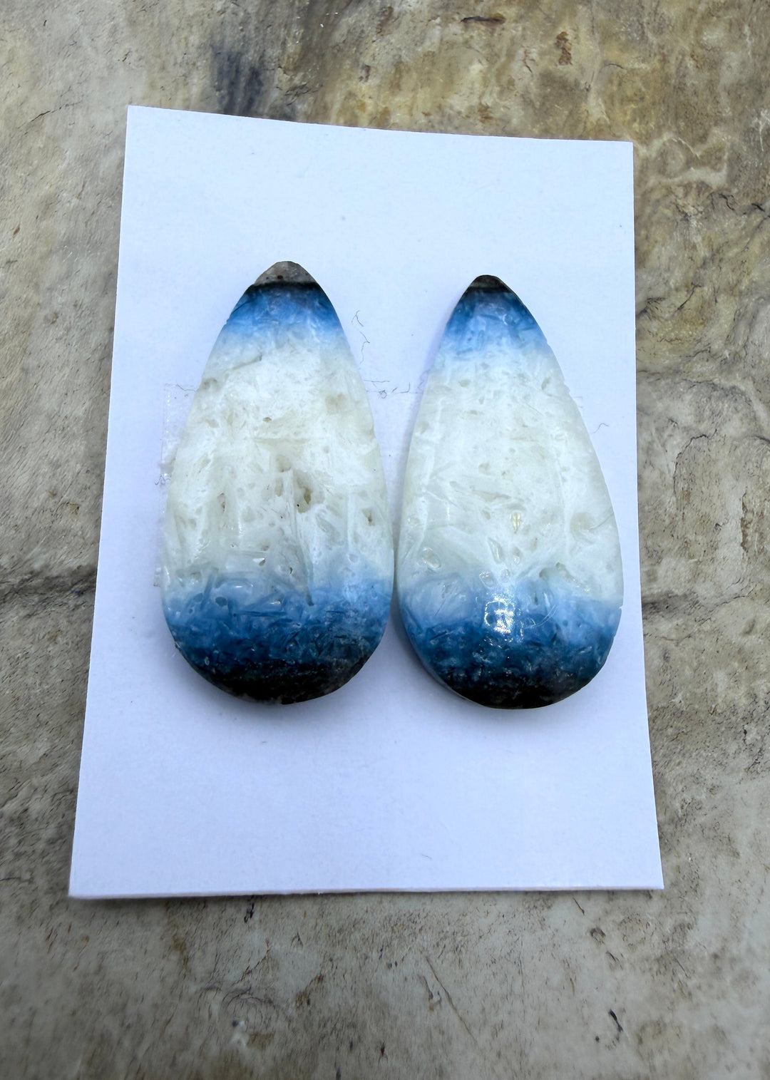 Blue Glacierite Cabochon Pair 13x25mm - Glacierite