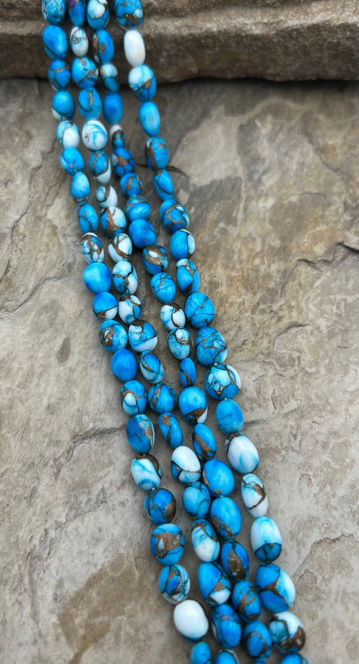 Blue Ice Kingman Composite Potato Nugget Beads 7-10mm One 8