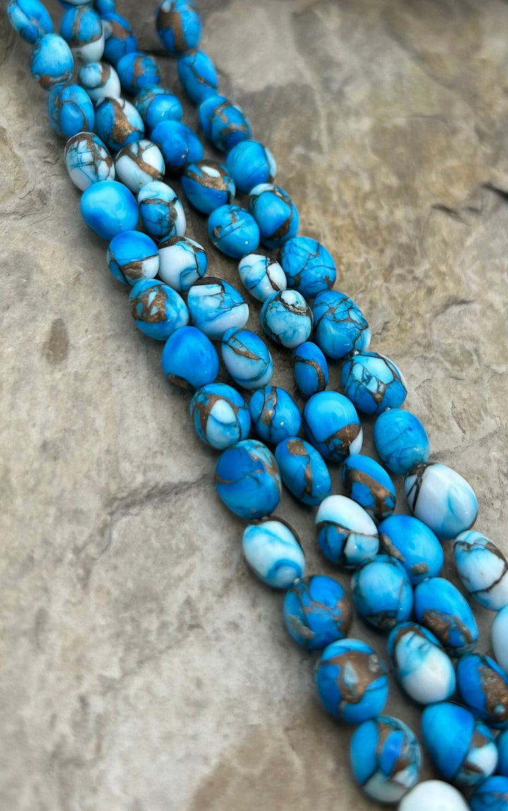 Blue Ice Kingman Composite Potato Nugget Beads 7-10mm One 8