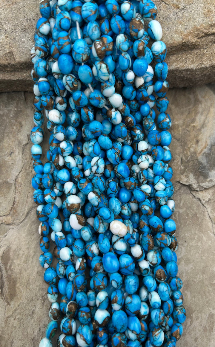 Blue Ice Kingman Composite Potato Nugget Beads 7-10mm One 8