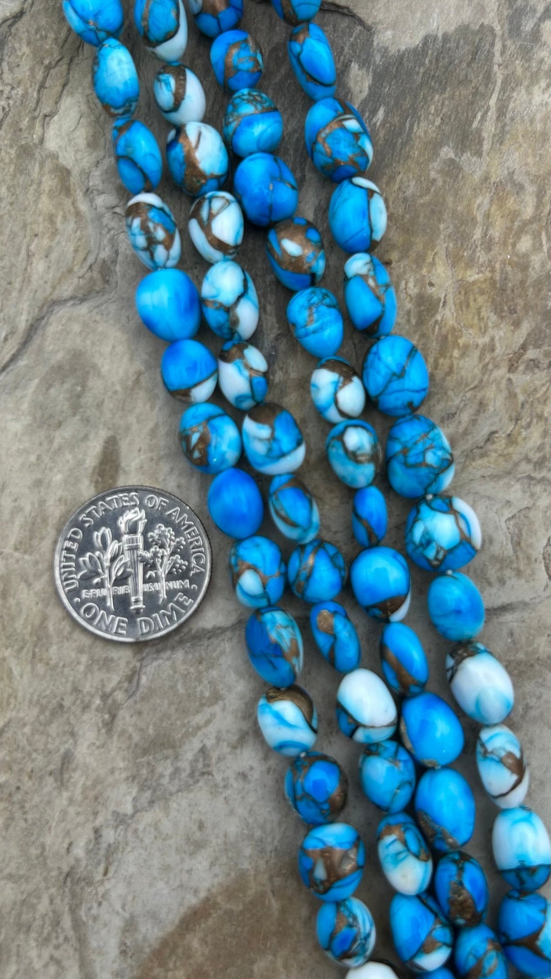 Blue Ice Kingman Composite Potato Nugget Beads 7-10mm One 8