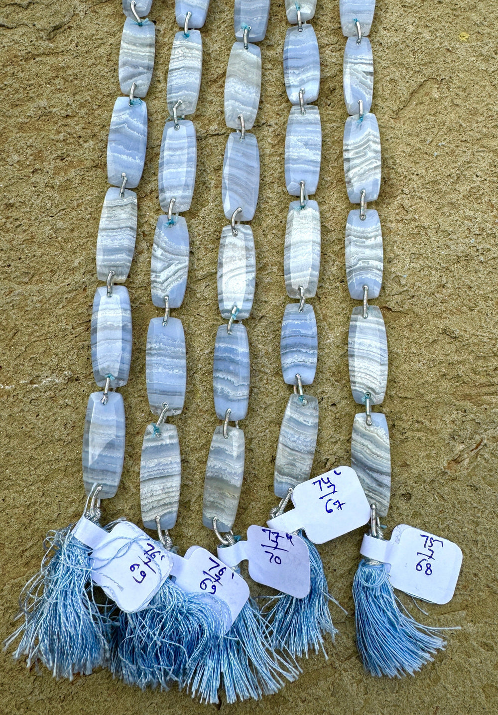 Blue Lace Agate Fancy Faceted Beads 10x27mm (8 inches/ 7