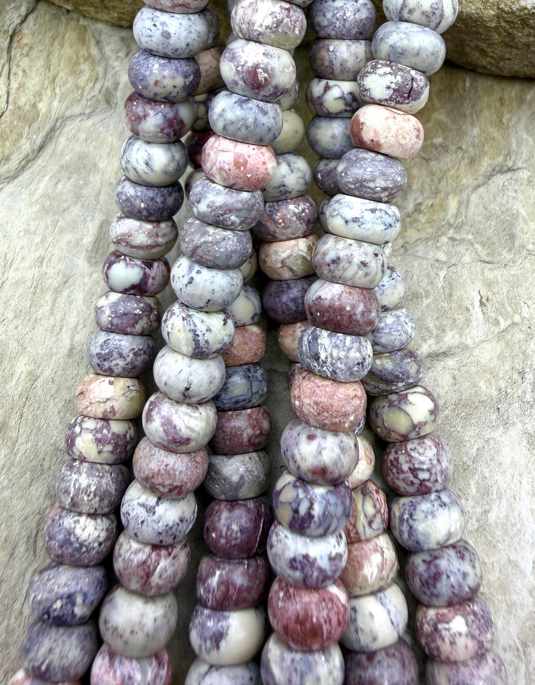 Brecciated Jasper (Large Hole) 8mm Rondelle Beads. 8 Inch