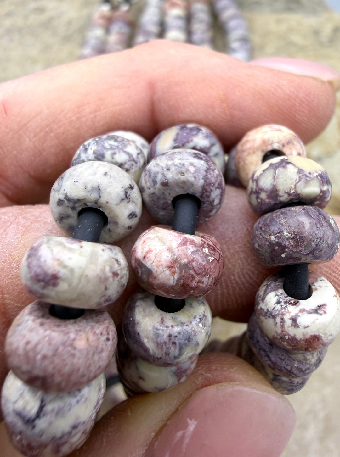 Brecciated Jasper (Large Hole) 8mm Rondelle Beads. 8 Inch