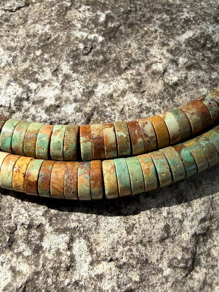 Brown/Green Elisa Turquoise (Mexico) Graduated Heishi 3-8mm