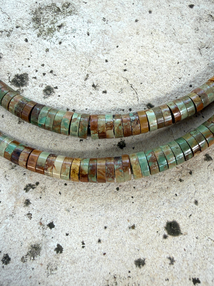 Brown/Green Elisa Turquoise (Mexico) Graduated Heishi 3-8mm