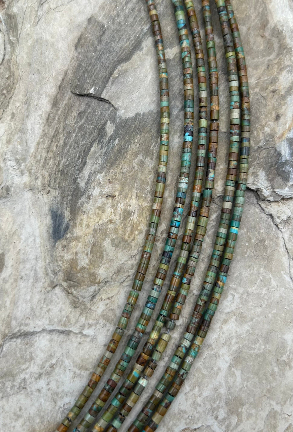 Brown/Green Elisa Turquoise (Mexico) Heishi Beads 3mm 8