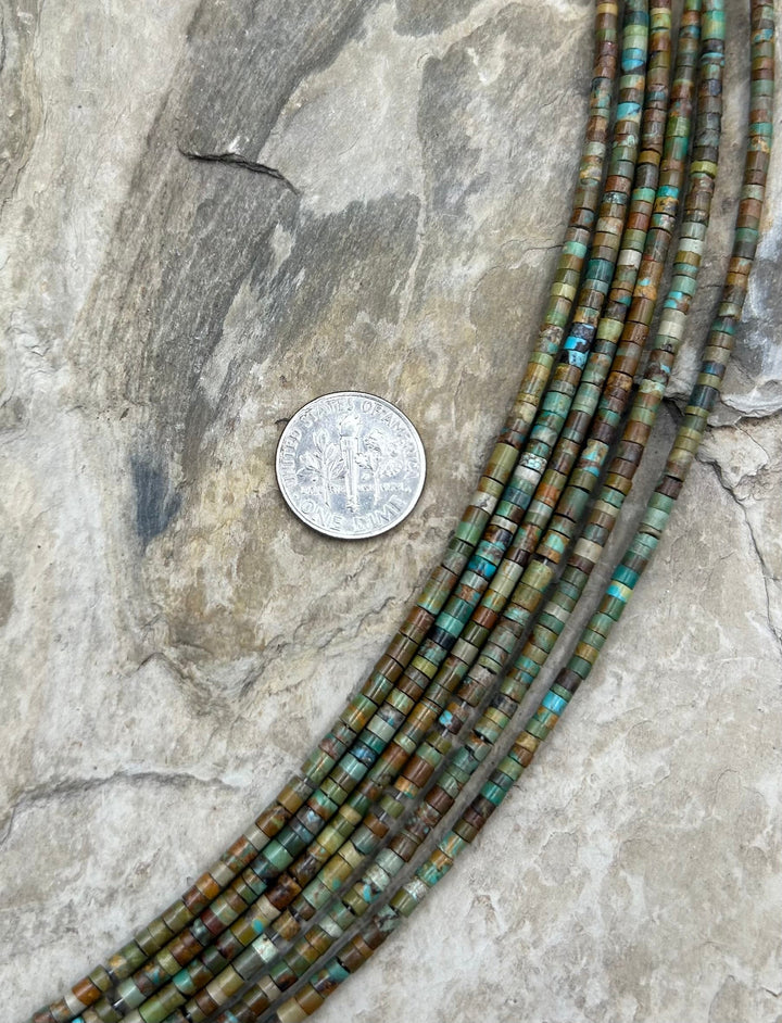 Brown/Green Elisa Turquoise (Mexico) Heishi Beads 3mm 8