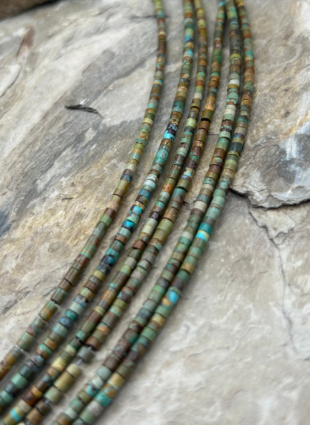 Brown/Green Elisa Turquoise (Mexico) Heishi Beads 3mm 8