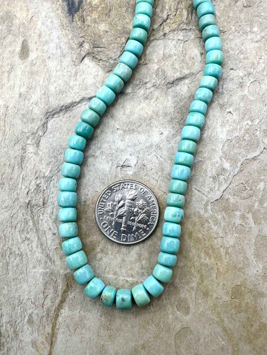 Campitos (Mex) Turquoise 6mm Pueblo Beads 8 Inch Strand/60