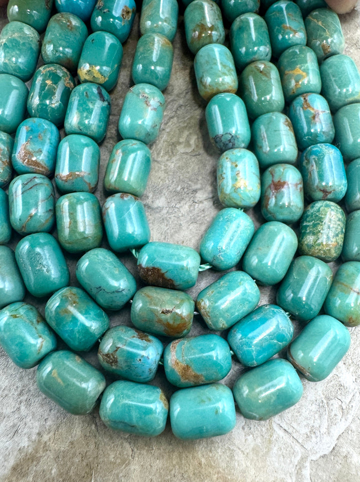 Campitos (Mex) Turquoise 6x8mm Tube/Barrel Beads 8 Inch