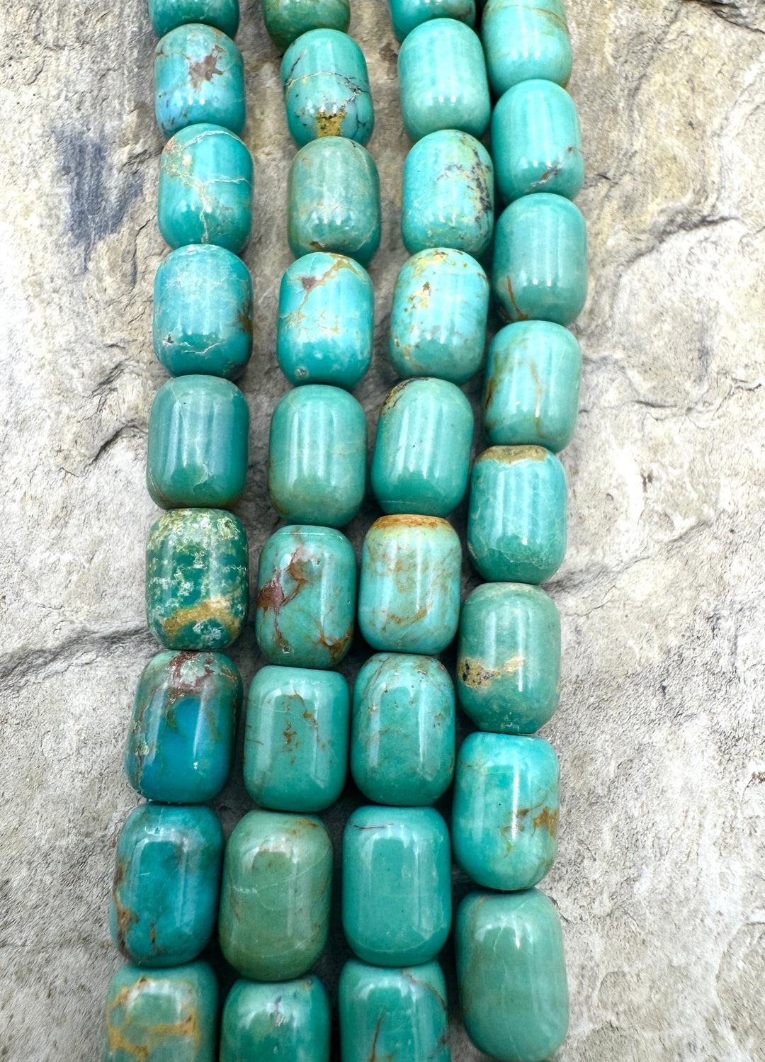 Campitos (Mex) Turquoise 6x8mm Tube/Barrel Beads 8 Inch