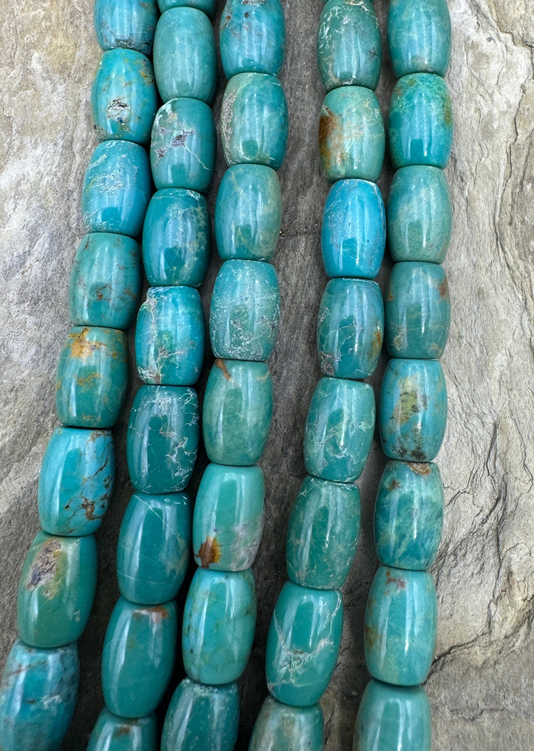 Campitos (Mex) Turquoise 7x10mm Barrel Beads (8 inch