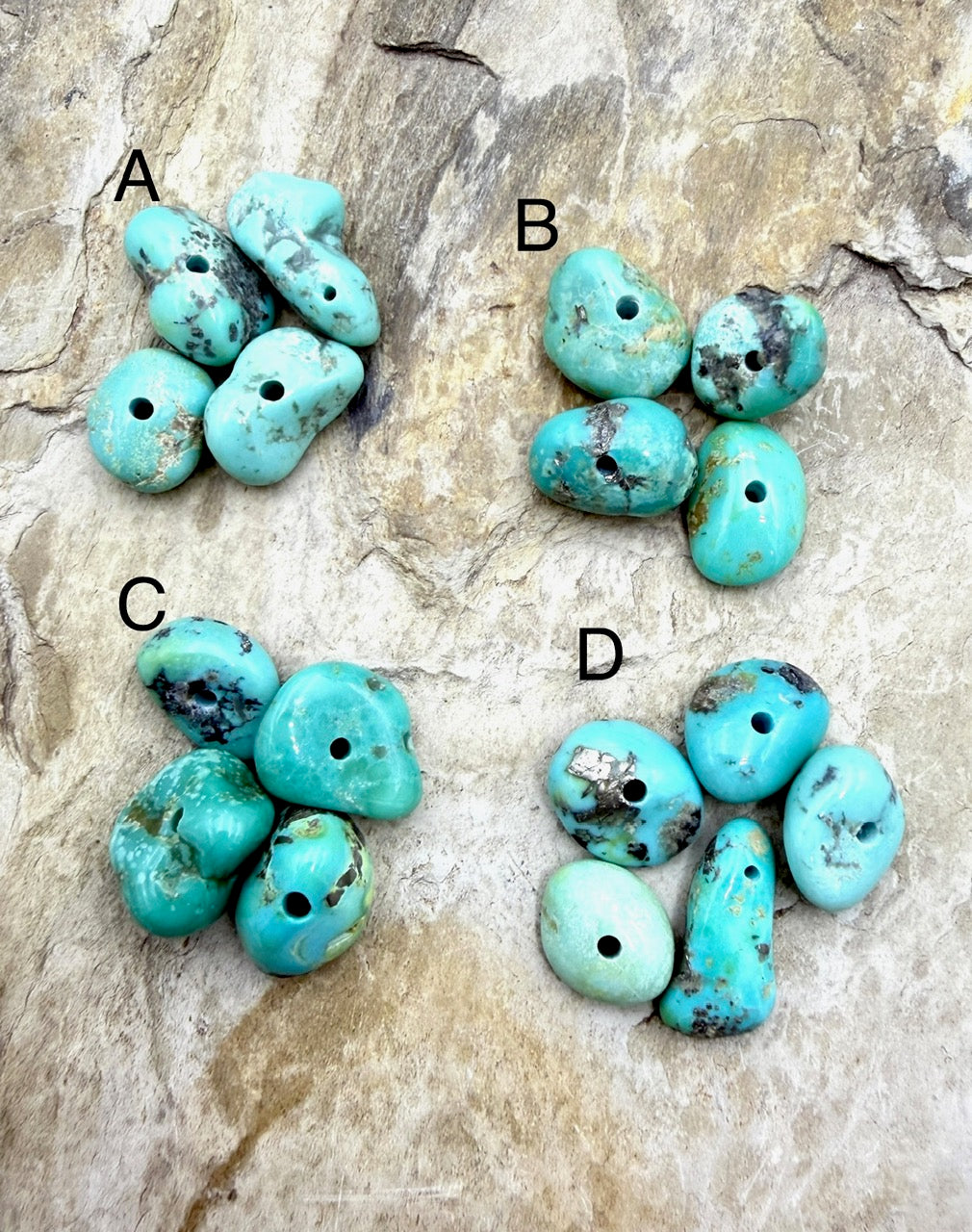 Campitos (Mex) Turquoise Large Hole Bead Sets 11x12-14x20mm