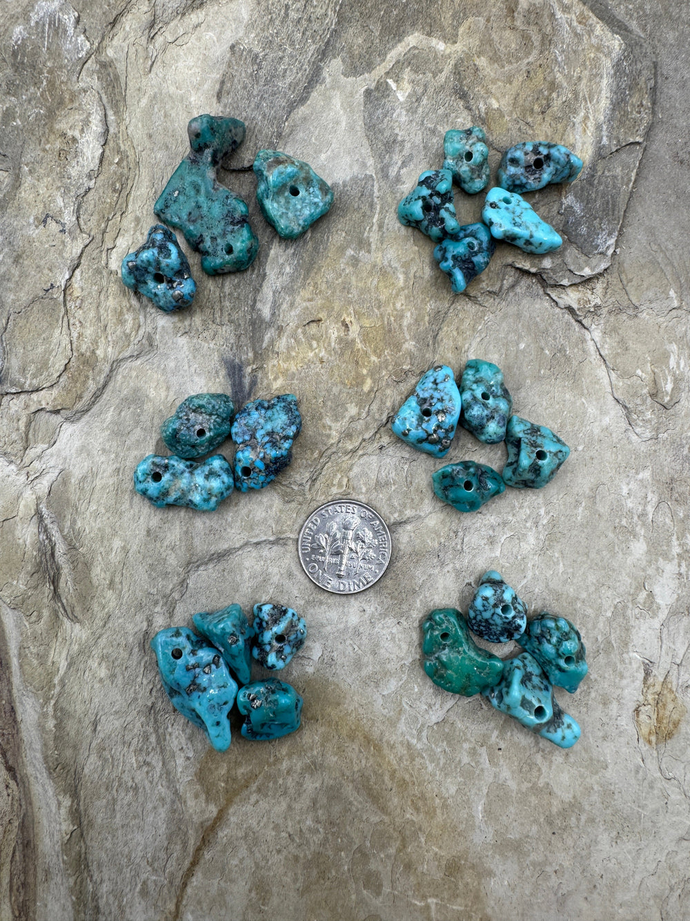 Campitos (Mex) Turquoise Large Hole Beads 10x12-12x25mm