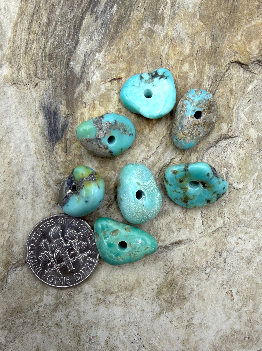 Campitos (Mex) Turquoise Large Hole Beads LOT of 7 Beads