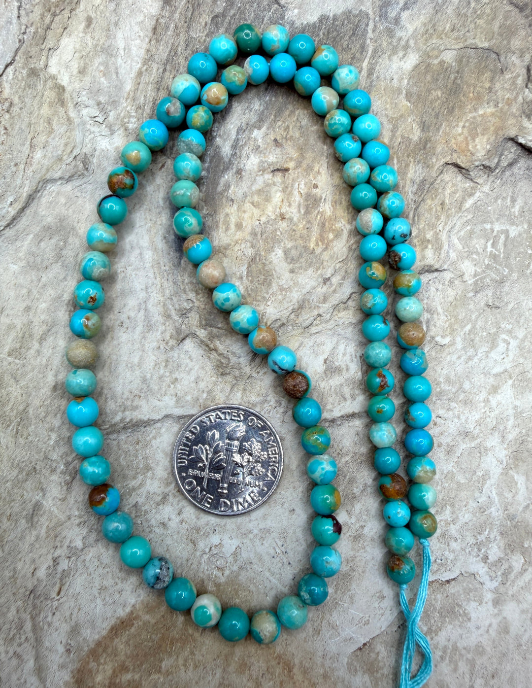 Campitos (Mexico) Turquoise 4.5mm Round Beads 16 inch