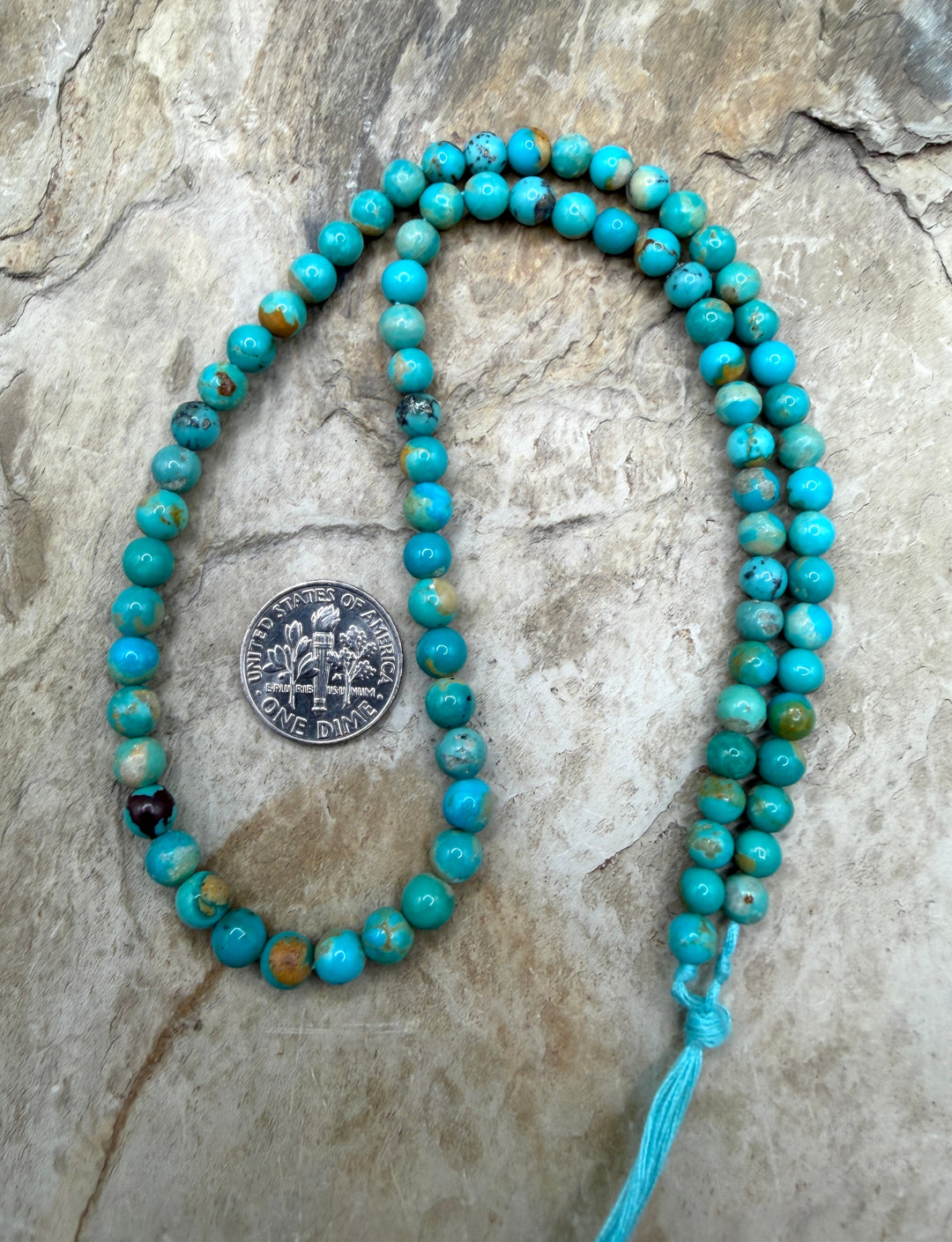 Campitos (Mexico) Turquoise 5mm Round Beads 16 inch Strand