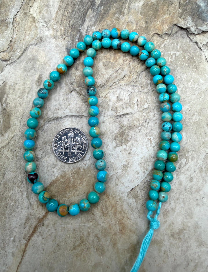 Campitos (Mexico) Turquoise 5mm Round Beads 16 inch Strand