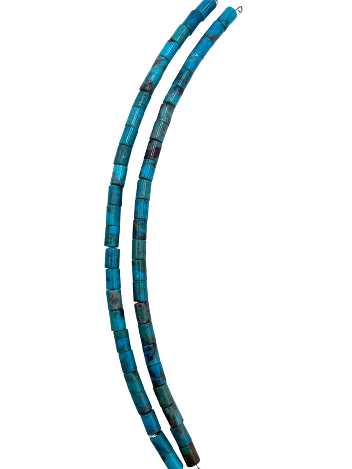 Campitos (Mexico) Turquoise 6x8mm Tube Beads 8 inch strand -