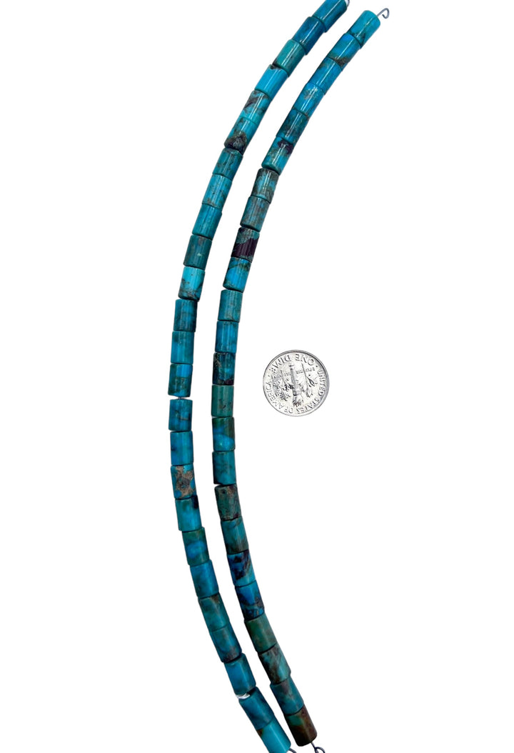 Campitos (Mexico) Turquoise 6x8mm Tube Beads 8 inch strand -