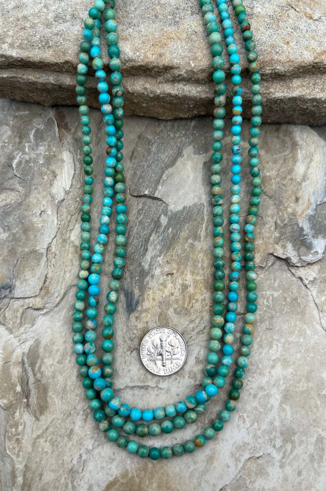 Campitos Turquoise (Mexico) Round Beads 4mm 16 Inch Strand