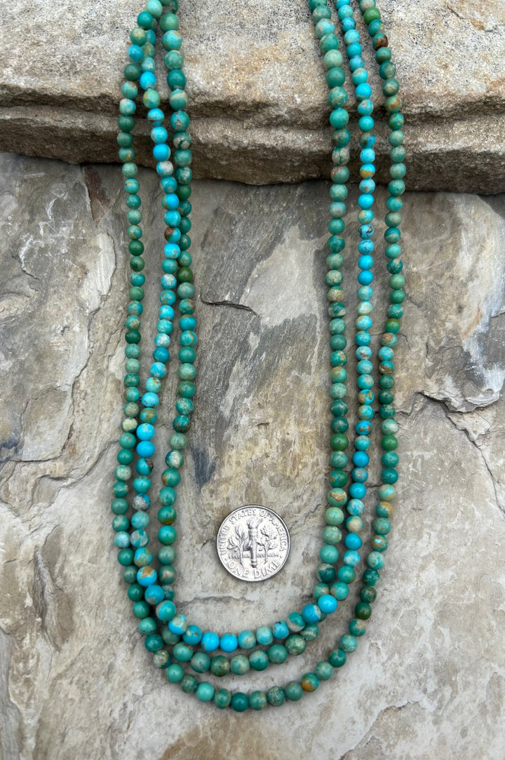 Campitos Turquoise (Mexico) Round Beads 4mm 16 Inch Strand