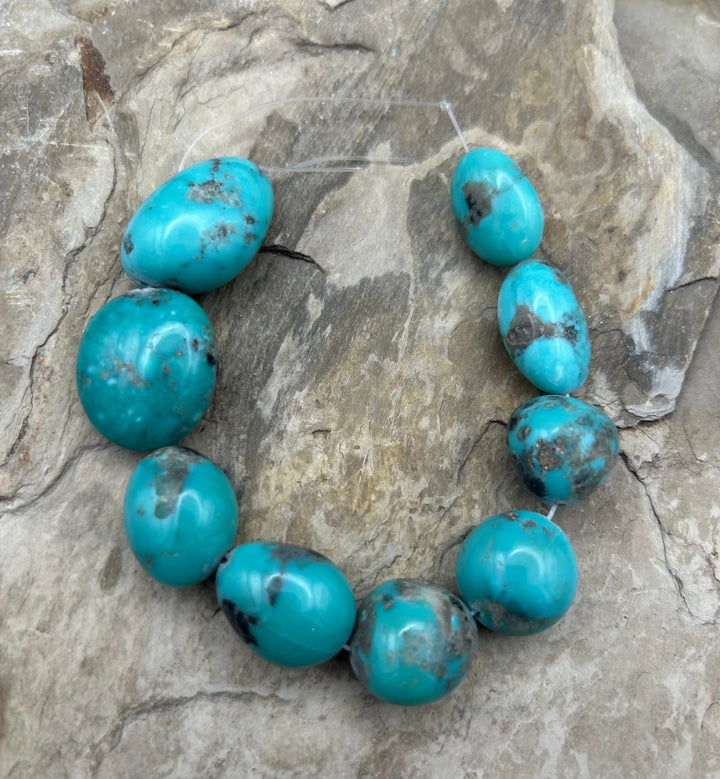 Campitos Turquoise (Mexico) with Pyrite Smooth Oval Nugget