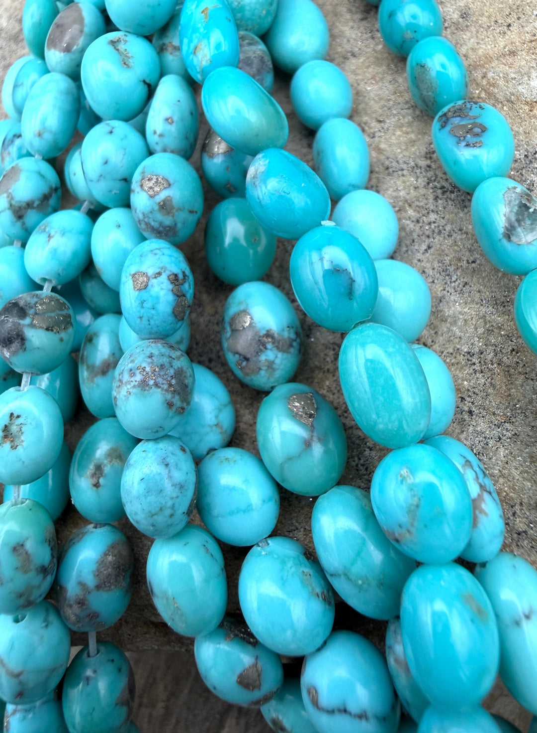 Campitos Turquoise (Mexico) with Pyrite Smooth Oval Nugget