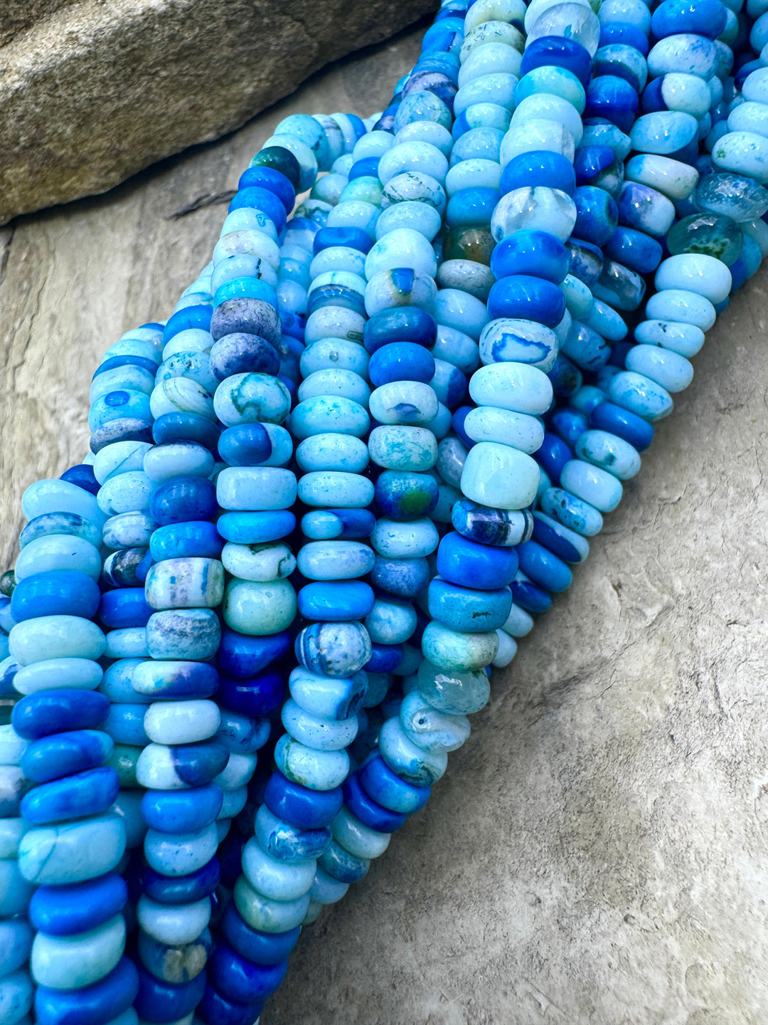 Caribbean Blue Opal (Dyed) 6mm Irregular Rondelle Beads 16