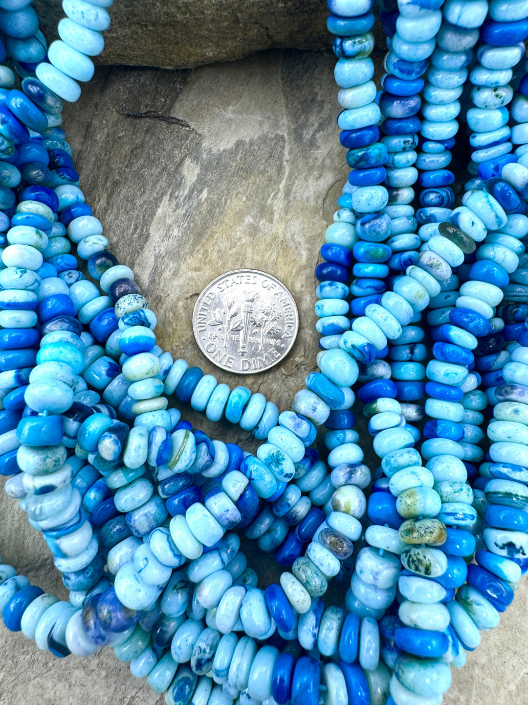Caribbean Blue Opal (Dyed) 6mm Irregular Rondelle Beads 16