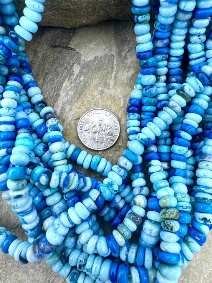 Caribbean Blue Opal (Dyed) 6mm Irregular Rondelle Beads 16