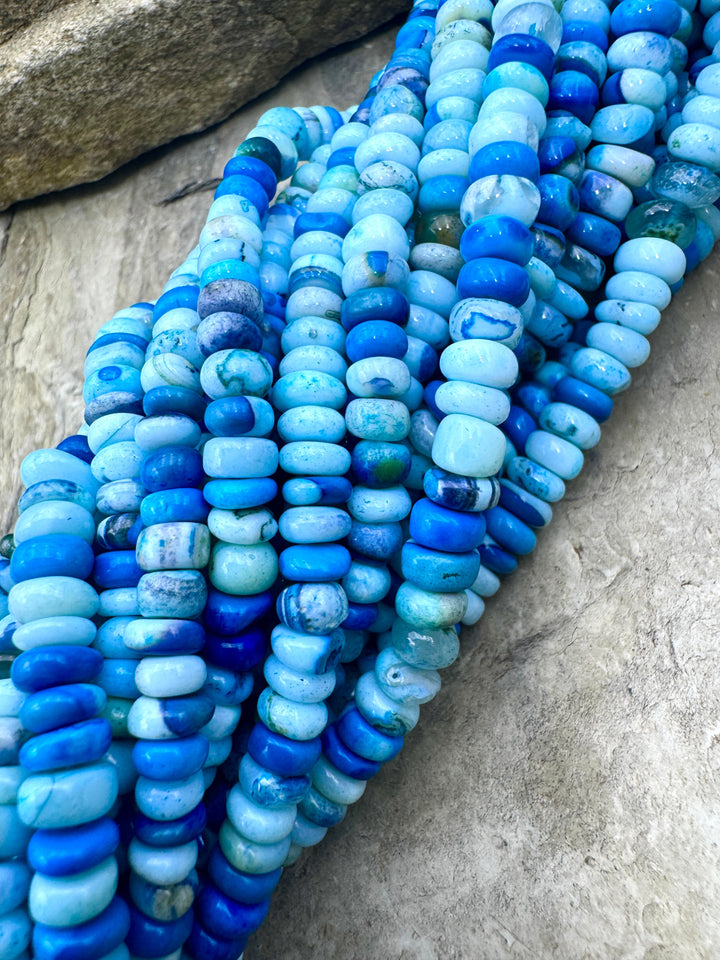 Caribbean Blue Opal (Dyed) 6mm Irregular Rondelle Beads 16