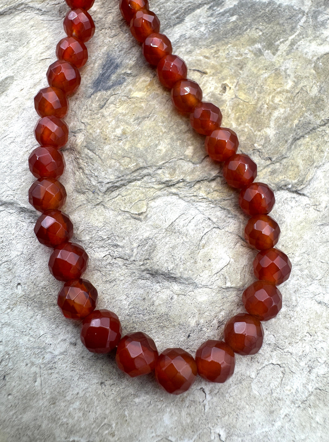 Carnelian 6mm Faceted Round Bead Strand 16 inch Strand