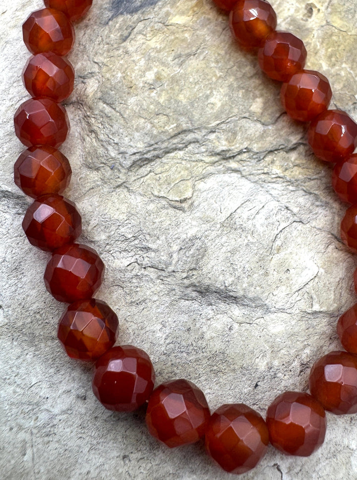 Carnelian 6mm Faceted Round Bead Strand 16 inch Strand