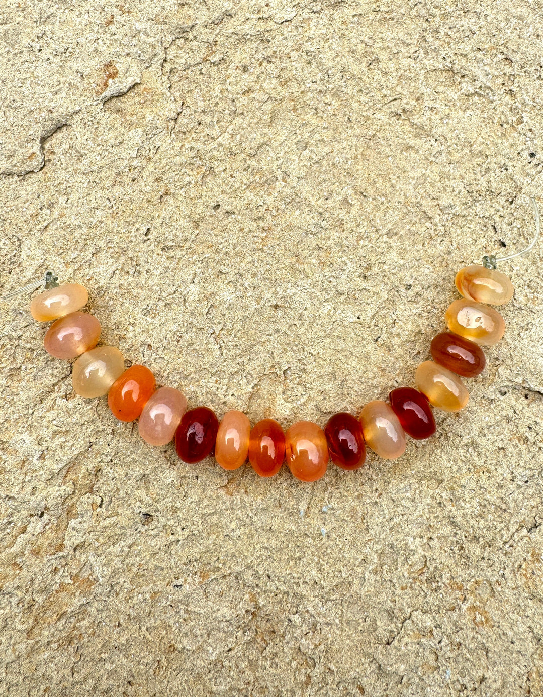Carnelian 9mm rondelle beads set of 16 beads - Coral