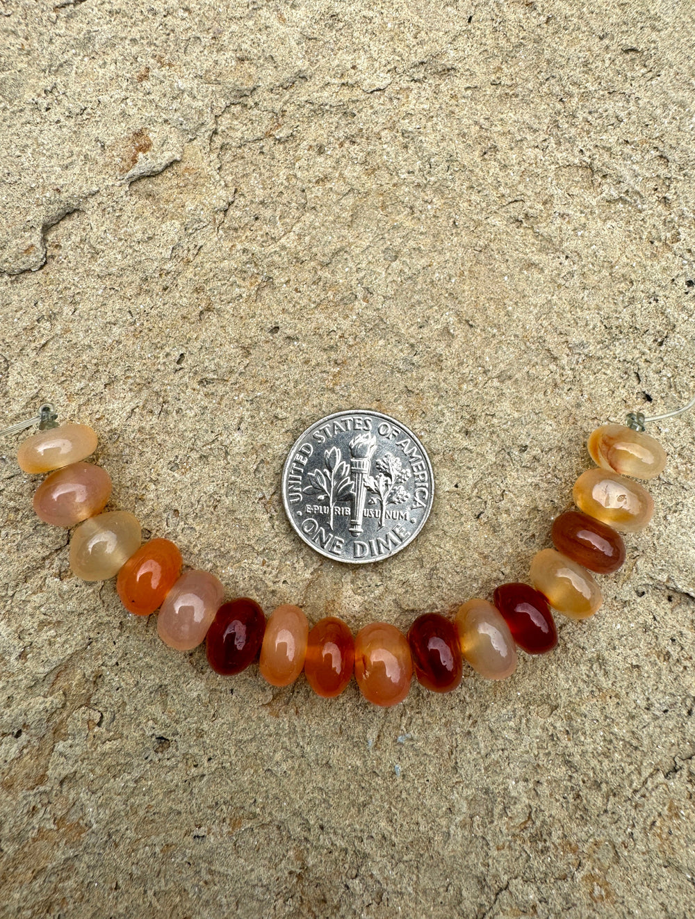 Carnelian 9mm rondelle beads set of 16 beads - Coral